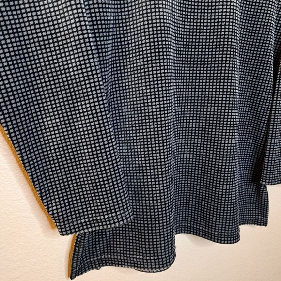 Vintage Y2K Wing Shing Fashion Soft Velvet Top Houndstooth Size L Black White - Picture 5 of 8